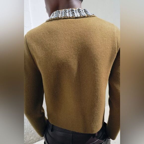 ZARA 100% WOOL JEWEL COLLAR JACKET - Picture 10 of 14